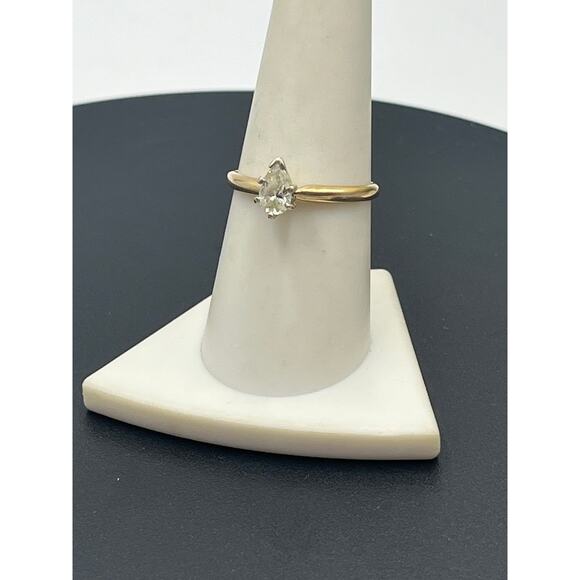 Kay Jewelry Vint Estate Prong Pear 14K Gold Solitaire .30-.40 Diamond Ring Sz 8 - Picture 4 of 16